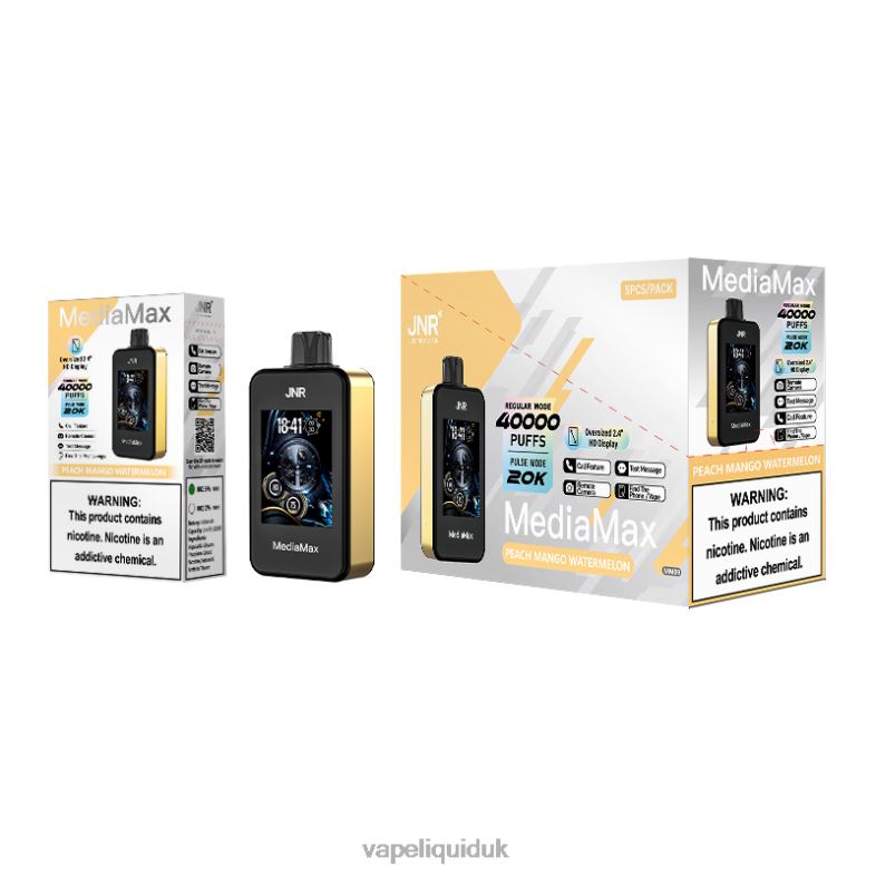 Vape Flavors UK - Peach Mango Watermelon JNR MediaMax 40k Puff 0DPHT15